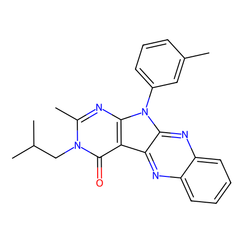 3-isobutyl-2-methyl-11-(m-tolyl)-3H-pyrimido[5',4':4,5]pyrrolo[2,3-b]quinoxalin-4(11H)-one structure