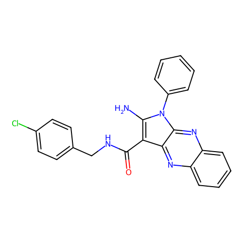2-amino-N-(4-chlorobenzyl)-1-phenyl-1H-pyrrolo[2,3-b]quinoxaline-3-carboxamide structure