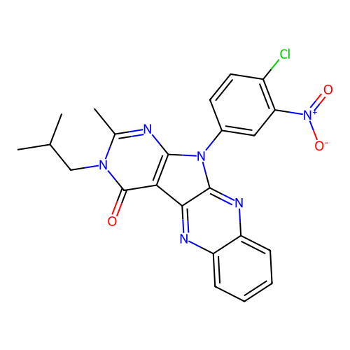 11-(4-chloro-3-nitrophenyl)-3-isobutyl-2-methyl-3H-pyrimido[5',4':4,5]pyrrolo[2,3-b]quinoxalin-4(11H)-one structure