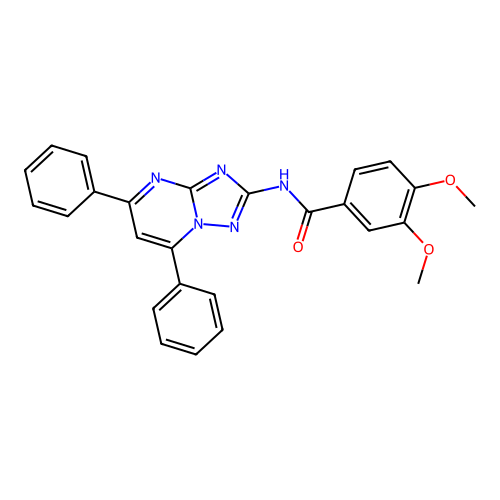 N-(5,7-diphenyl-[1,2,4]triazolo[1,5-a]pyrimidin-2-yl)-3,4-dimethoxybenzamide structure