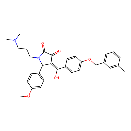 (4E)-1-[3-(dimethylamino)propyl]-4-(hydroxy{4-[(3-methylbenzyl)oxy]phenyl}methylidene)-5-(4-methoxyphenyl)pyrrolidine-2,3-dione structure