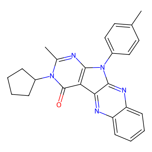 3-cyclopentyl-2-methyl-11-(p-tolyl)-3H-pyrimido[5',4':4,5]pyrrolo[2,3-b]quinoxalin-4(11H)-one structure