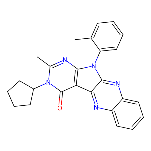 3-cyclopentyl-2-methyl-11-(o-tolyl)-3H-pyrimido[5',4':4,5]pyrrolo[2,3-b]quinoxalin-4(11H)-one structure