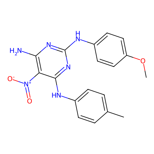 N2-(4-methoxyphenyl)-5-nitro-N4-(p-tolyl)pyrimidine-2,4,6-triamine structure