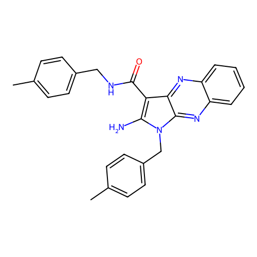 2-amino-N,1-bis(4-methylbenzyl)-1H-pyrrolo[2,3-b]quinoxaline-3-carboxamide structure