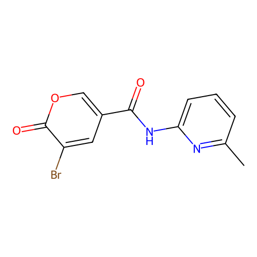 3-bromo-N-(6-methylpyridin-2-yl)-2-oxo-2H-pyran-5-carboxamide structure