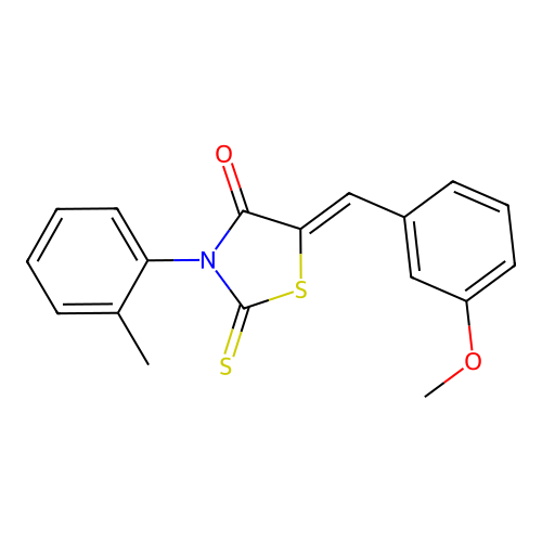 (5Z)-5-(3-methoxybenzylidene)-3-(2-methylphenyl)-2-thioxo-1,3-thiazolidin-4-one structure