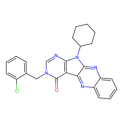 3-(2-chlorobenzyl)-11-cyclohexyl-3H-pyrimido[5',4':4,5]pyrrolo[2,3-b]quinoxalin-4(11H)-one structure