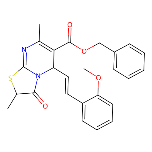 benzyl 5-[(E)-2-(2-methoxyphenyl)ethenyl]-2,7-dimethyl-3-oxo-2,3-dihydro-5H-[1,3]thiazolo[3,2-a]pyrimidine-6-carboxylate structure