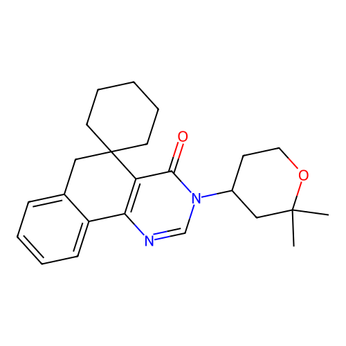 3-(2,2-dimethyltetrahydro-2H-pyran-4-yl)-3H-spiro[benzo[h]quinazoline-5,1'-cyclohexan]-4(6H)-one structure