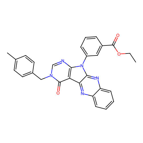 ethyl 3-(3-(4-methylbenzyl)-4-oxo-3H-pyrimido[5',4':4,5]pyrrolo[2,3-b]quinoxalin-11(4H)-yl)benzoate structure