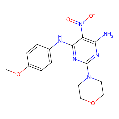 N4-(4-methoxyphenyl)-2-morpholino-5-nitropyrimidine-4,6-diamine structure