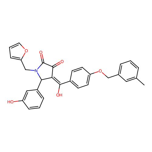 (4E)-1-(furan-2-ylmethyl)-4-(hydroxy{4-[(3-methylbenzyl)oxy]phenyl}methylidene)-5-(3-hydroxyphenyl)pyrrolidine-2,3-dione structure
