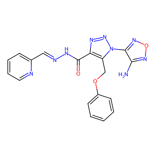 (E)-1-(4-amino-1,2,5-oxadiazol-3-yl)-5-(phenoxymethyl)-N'-(pyridin-2-ylmethylene)-1H-1,2,3-triazole-4-carbohydrazide structure