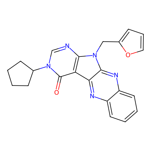 3-cyclopentyl-11-(furan-2-ylmethyl)-3H-pyrimido[5',4':4,5]pyrrolo[2,3-b]quinoxalin-4(11H)-one structure