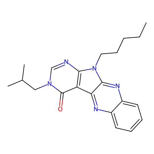 3-isobutyl-11-pentyl-3H-pyrimido[5',4':4,5]pyrrolo[2,3-b]quinoxalin-4(11H)-one structure