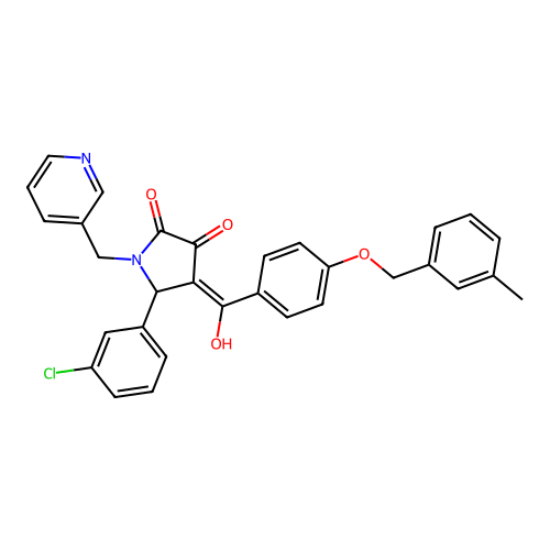 (4E)-5-(3-chlorophenyl)-4-(hydroxy{4-[(3-methylbenzyl)oxy]phenyl}methylidene)-1-(pyridin-3-ylmethyl)pyrrolidine-2,3-dione structure