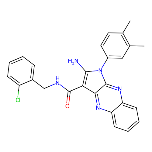 2-amino-N-(2-chlorobenzyl)-1-(3,4-dimethylphenyl)-1H-pyrrolo[2,3-b]quinoxaline-3-carboxamide structure