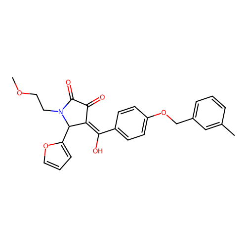 5-(furan-2-yl)-3-hydroxy-1-(2-methoxyethyl)-4-{4-[(3-methylphenyl)methoxy]benzoyl}-2,5-dihydro-1H-pyrrol-2-one structure