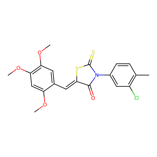 (Z)-3-(3-chloro-4-methylphenyl)-2-thioxo-5-(2,4,5-trimethoxybenzylidene)thiazolidin-4-one structure
