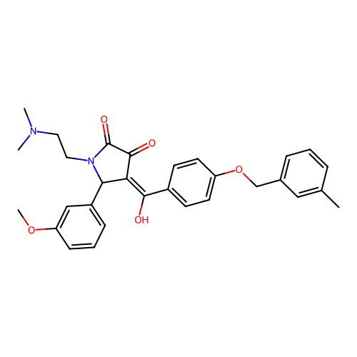 (4E)-1-(2-dimethylaminoethyl)-4-[hydroxy-[4-[(3-methylphenyl)methoxy]phenyl]methylidene]-5-(3-methoxyphenyl)pyrrolidine-2,3-dione structure