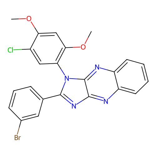 2-(3-bromophenyl)-1-(5-chloro-2,4-dimethoxyphenyl)-1H-imidazo[4,5-b]quinoxaline structure