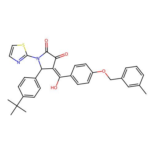 (4E)-5-(4-tert-butylphenyl)-4-(hydroxy{4-[(3-methylbenzyl)oxy]phenyl}methylidene)-1-(1,3-thiazol-2-yl)pyrrolidine-2,3-dione structure