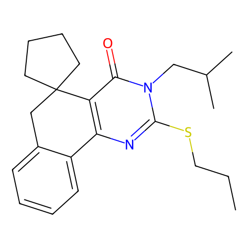 3-isobutyl-2-(propylthio)-3H-spiro[benzo[h]quinazoline-5,1'-cyclopentan]-4(6H)-one structure
