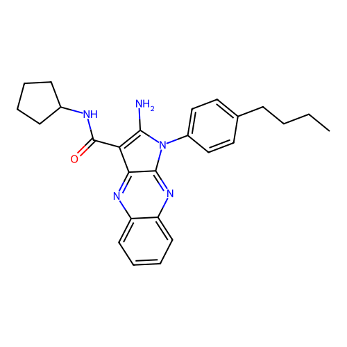 2-amino-1-(4-butylphenyl)-N-cyclopentyl-1H-pyrrolo[2,3-b]quinoxaline-3-carboxamide structure