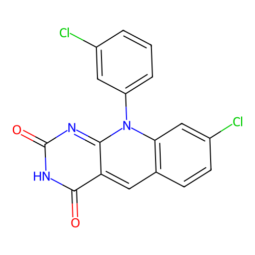 8-chloro-10-(3-chlorophenyl)pyrimido[4,5-b]quinoline-2,4(3H,10H)-dione structure