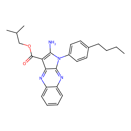 2-methylpropyl 2-amino-1-(4-butylphenyl)-1H-pyrrolo[2,3-b]quinoxaline-3-carboxylate structure