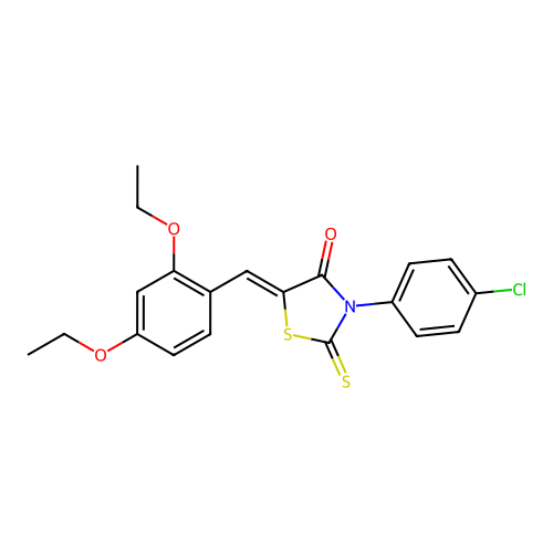 (Z)-3-(4-chlorophenyl)-5-(2,4-diethoxybenzylidene)-2-thioxothiazolidin-4-one structure