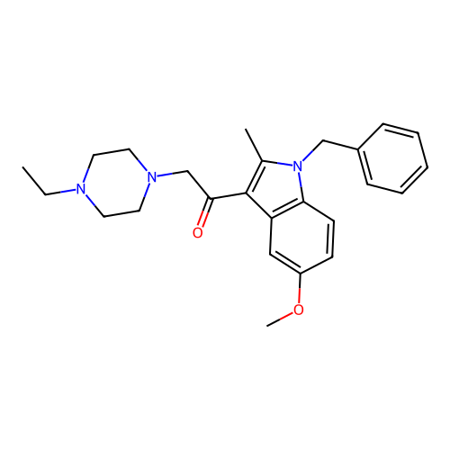 1-(1-benzyl-5-methoxy-2-methyl-1H-indol-3-yl)-2-(4-ethylpiperazin-1-yl)ethanone structure