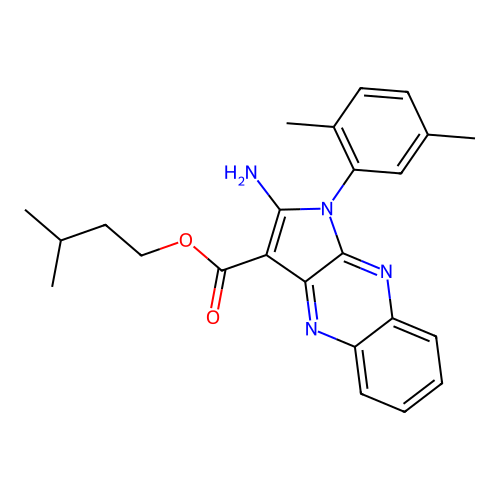 3-methylbutyl 2-amino-1-(2,5-dimethylphenyl)-1H-pyrrolo[2,3-b]quinoxaline-3-carboxylate structure