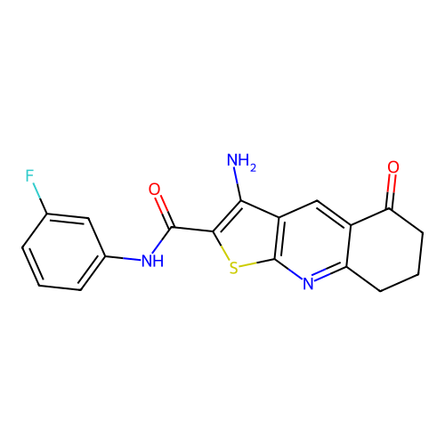3-amino-N-(3-fluorophenyl)-5-oxo-5,6,7,8-tetrahydrothieno[2,3-b]quinoline-2-carboxamide structure