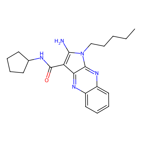 2-amino-N-cyclopentyl-1-pentyl-1H-pyrrolo[2,3-b]quinoxaline-3-carboxamide structure