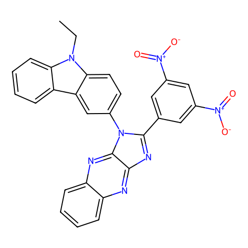2-(3,5-dinitrophenyl)-1-(9-ethyl-9H-carbazol-3-yl)-1H-imidazo[4,5-b]quinoxaline structure