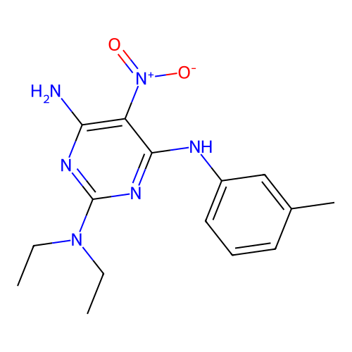 {4-Amino-6-[(3-methylphenyl)amino]-5-nitropyrimidin-2-yl}diethylamine structure