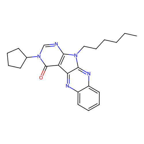 3-cyclopentyl-11-hexyl-3H-pyrimido[5',4':4,5]pyrrolo[2,3-b]quinoxalin-4(11H)-one structure
