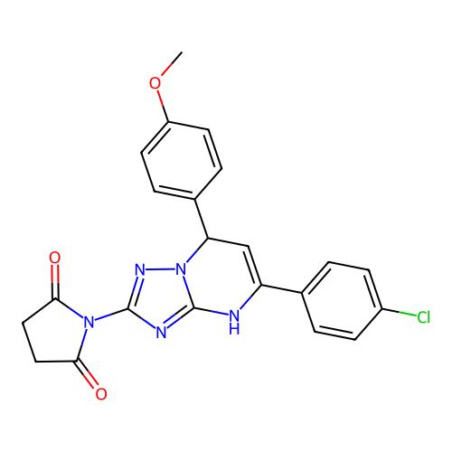 1-(5-(4-chlorophenyl)-7-(4-methoxyphenyl)-4,7-dihydro-[1,2,4]triazolo[1,5-a]pyrimidin-2-yl)pyrrolidine-2,5-dione structure