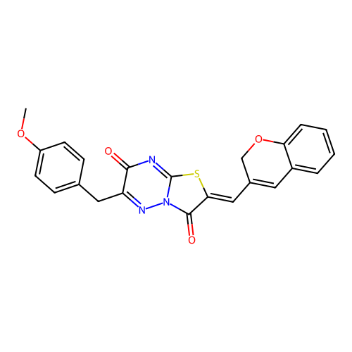 (Z)-2-((2H-chromen-3-yl)methylene)-6-(4-methoxybenzyl)-2H-thiazolo[3,2-b][1,2,4]triazine-3,7-dione structure