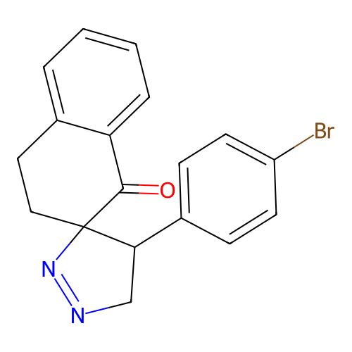 4'-(4-bromophenyl)-3,4,4',5'-tetrahydro-1H-spiro[naphthalene-2,3'-pyrazol]-1-one structure