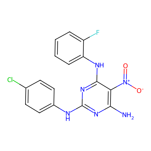 {6-Amino-2-[(4-chlorophenyl)amino]-5-nitropyrimidin-4-yl}(2-fluorophenyl)amine structure