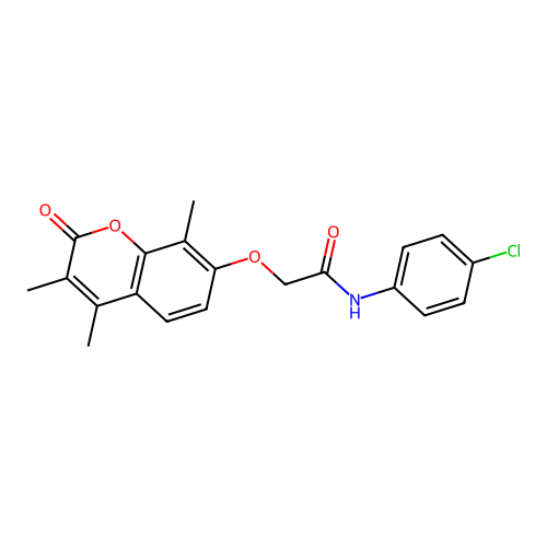 N-(4-chlorophenyl)-2-((3,4,8-trimethyl-2-oxo-2H-chromen-7-yl)oxy)acetamide structure