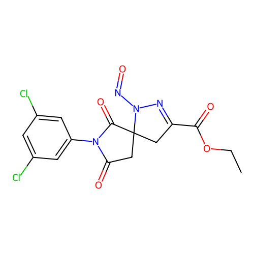 ethyl 7-(3,5-dichlorophenyl)-1-nitroso-6,8-dioxo-1,2,7-triazaspiro[4.4]non-2-ene-3-carboxylate structure