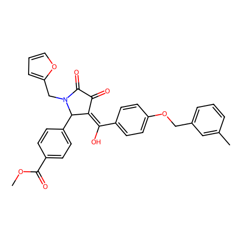 methyl 4-(1-(furan-2-ylmethyl)-4-hydroxy-3-(4-((3-methylbenzyl)oxy)benzoyl)-5-oxo-2,5-dihydro-1H-pyrrol-2-yl)benzoate structure