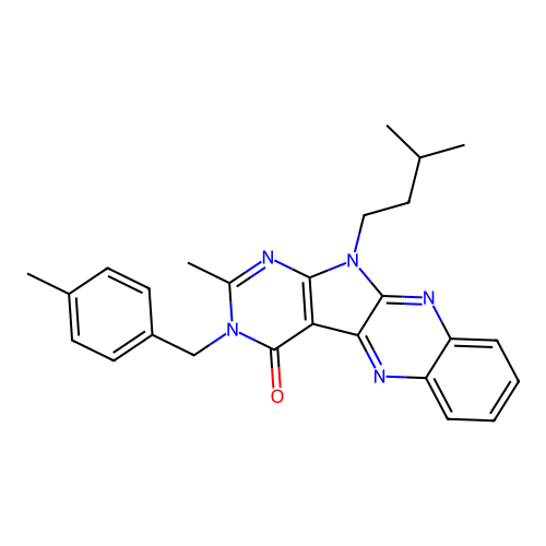 11-isopentyl-2-methyl-3-(4-methylbenzyl)-3H-pyrimido[5',4':4,5]pyrrolo[2,3-b]quinoxalin-4(11H)-one structure