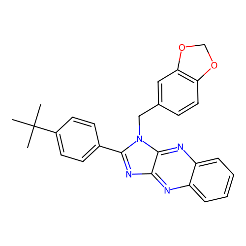 1-(1,3-benzodioxol-5-ylmethyl)-2-(4-tert-butylphenyl)-1H-imidazo[4,5-b]quinoxaline structure