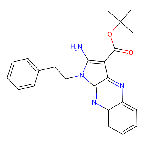 tert-butyl 2-amino-1-(2-phenylethyl)-1H-pyrrolo[2,3-b]quinoxaline-3-carboxylate structure