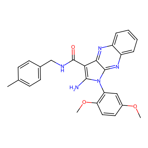 2-amino-1-(2,5-dimethoxyphenyl)-N-(4-methylbenzyl)-1H-pyrrolo[2,3-b]quinoxaline-3-carboxamide structure